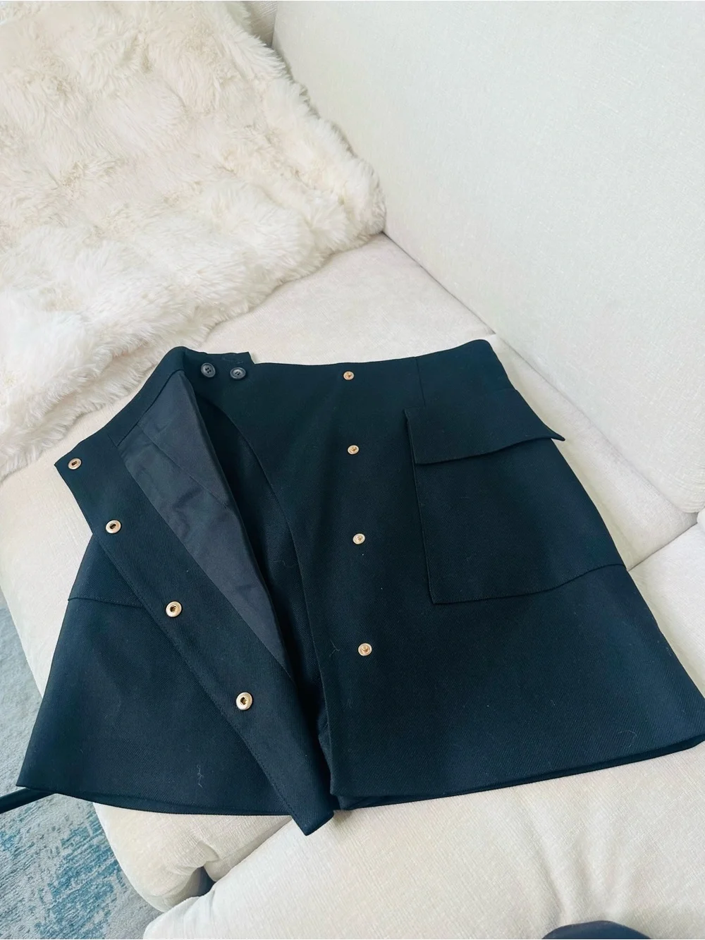 Black Button-Front A-Line Skort size XS MARSEGO - Picture 7 of 13